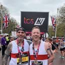 Andy Harley and Sean Brown pictured after finishing the London Marathon