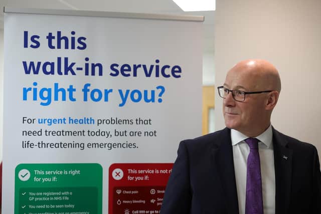 First Minister John Swinney during a visit to officially open the new GP walk-in service at Randolph Wemyss Memorial Hospital in Leven (Pic: Steve Welsh/PA)