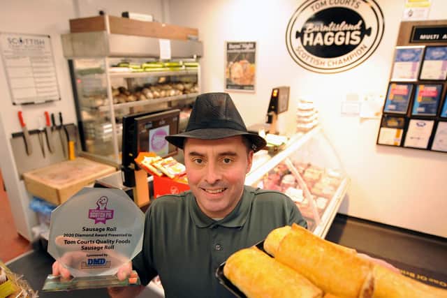 Tom is due to launch a new website next month for his butcher shop products including his award winning sausage rolls. Pic: Fife Photo Agency