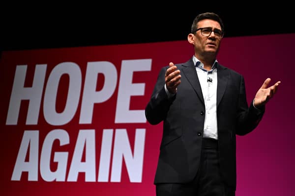 Prime Minister Andy Burnham delivers his keynote speech on day three of the Labour Party Conference at Liverpool Experience Campus | Pic  Leon Neal/Getty Images