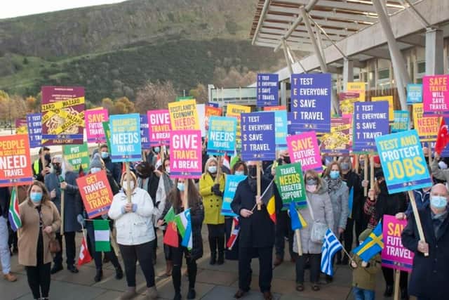 Travel agents staged demonstration at Holyrood