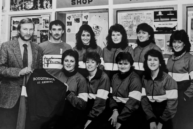 Strip presentation to the ladies of Glenrothes Volleyball Club in March 1985.