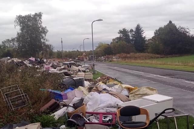 The fly-tipping outside of the Westfield Biomass Plant contains everything from half a boat to hazardous waste.