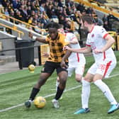 Andrew Osei-Bonsu causes problems for the Clyde defence during Saturday's match. Pic by Kenny Mackay