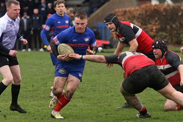 Kirkcaldy beating Lasswade 38-17 at home in Tennent's National League Division 2 on April 1, 2023 (Photo by Michael Booth)
