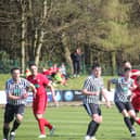 Glenrothes hat-trick hero Stuart Cargill (1st right) keeps eye on ball during Saturday's win (Pic Ross McQuade)