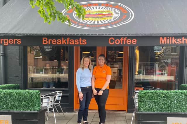 Burger Island has a new second outlet in Burntisland High Street. Pictured outside the new premises from left is: owner Raina Miller and manager Michaela  McLachlan.