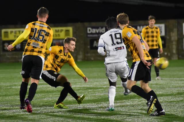 Action from East Fife's 1-1 draw on Saturday at home to Alloa (picture by Kenny Mackay)