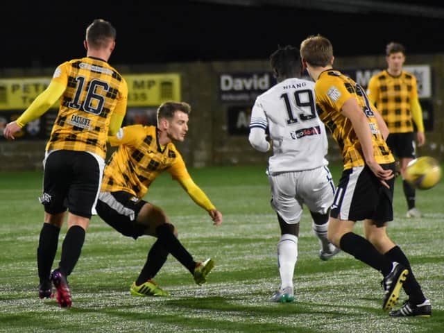 Action from East Fife's 1-1 draw on Saturday at home to Alloa (picture by Kenny Mackay)