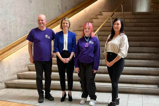 Megan Laird, from Kennoway, with Jenny Gilruth at the Scottish Parliament