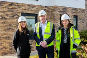Tricia Hill, director of development from Kingdom Housing with Paul McLennan MSP and Eve McCurrich, MD for Whiteburn Projects (Pic: Submitted)