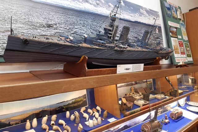 Brian's model of HMS Lion on display in Burntisland Heritage Centre.