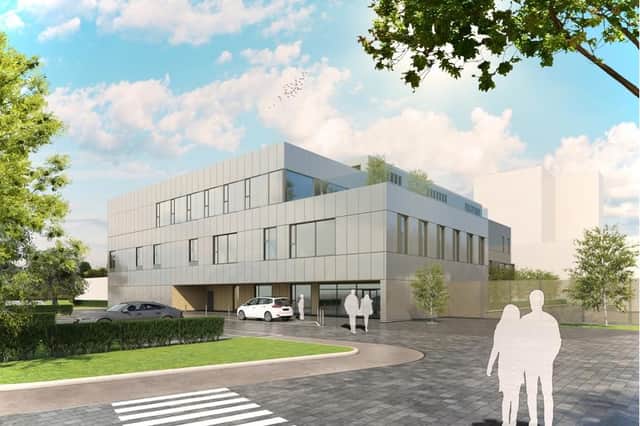 A design of how the new orthopaedic centre will look. Parking at Victoria Hosital is being re-designed to make way for the facility. Pic: NHS Fife.