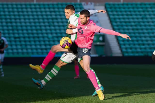 Arms fly as Raith's Sam Stanton challenges Kyle Magennis