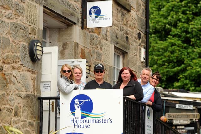 Pictured outside the Harbourmaster's House -  residents Joleen Carrington, Eunice Cameron, and Sarah Meikle with Cllr Ian Cameron and Audrey Peebles and Karen Williams from Fife Countryside Trust. Pic:  Fife Photo Agency.
