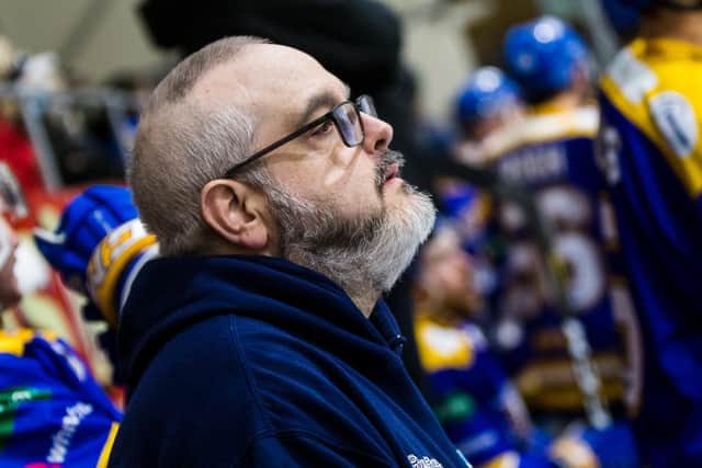 A rinkside view of the action for Mike Hildenbrand, equipment manager for Fife Flyers (Pic: Derek Young)
