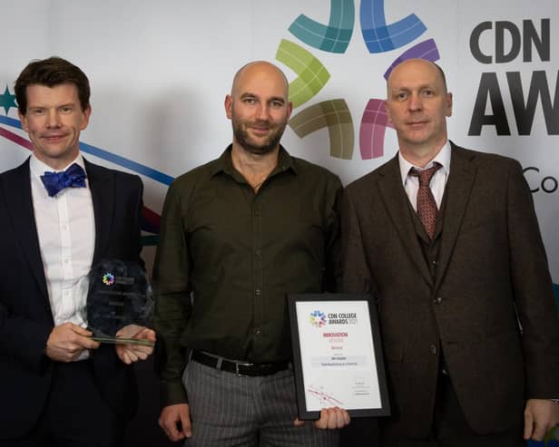 The College’s involvement, as lead training provider in Scotland for a digital manufacturing project led by the University of Cambridge, was recognised in the Innovation category. The winners are pictured at the awards.