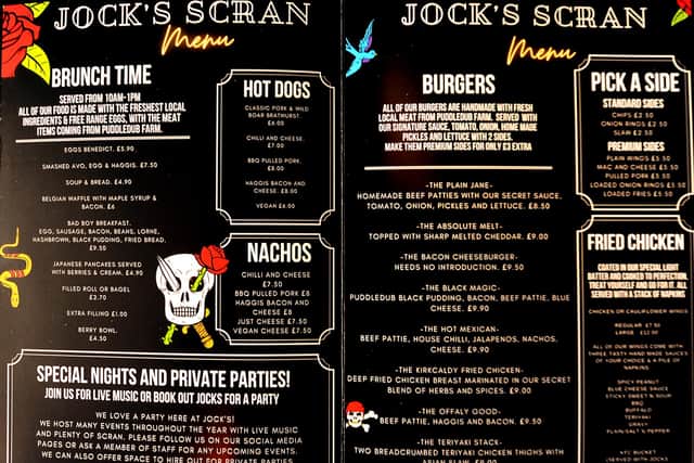 The new menu at Jock's Grill House. Pic:  Fife Photo Agency