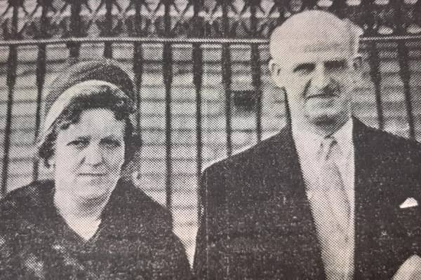 Jimmy Shand and his wife Anne at Buckingham Palace in 1962