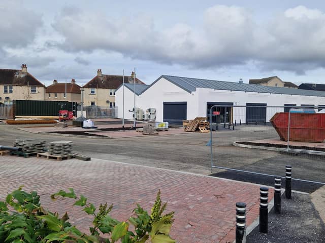 The site of the new shops in Rosslyn Street where work is almost complete (Pic; Fife Free Press)