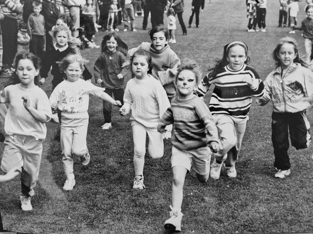 Race day fun at Markinch Highland Games in 1996. The picture was taken by a staff photographer from the Glenrothes Gazette