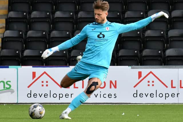 Goalkeeper Kevin Dabrowski in action for Raith Rovers during their 1-0 loss away to Airdrieonians in the Scottish Championship on Saturday (Photo: Eddie Doig)