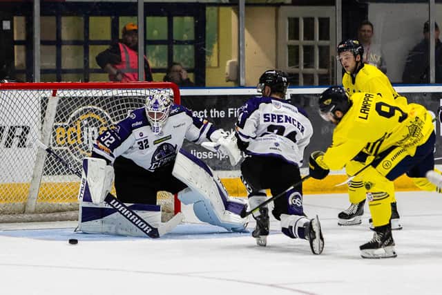 Goalscorer Xander Lamppa for Fife Flyers against Glasgow Clan