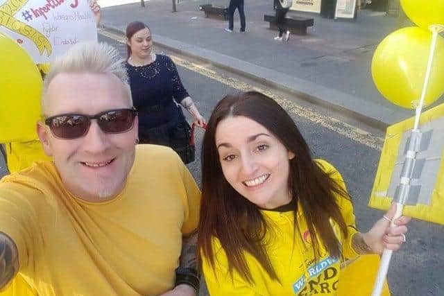 Claire, pictured with her husband Scott, has previously held local events to raise awareness of endometriosis.