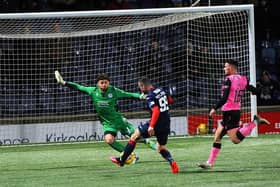 Matej Polatnik scores Raith's third goal. (Pic: Fife Photo Agency)