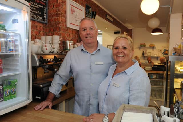 Gill and Graham Robertson owned and worked in Robertson's coffee shop for eight years. They have now sold the business after opting for early retirement. Pic: George McLuskie.