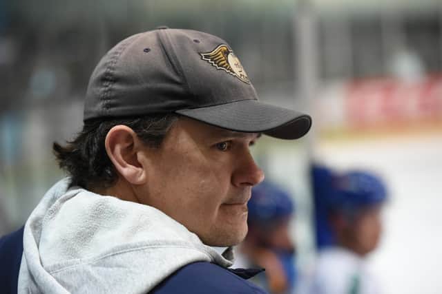 Todd Duitaume on the bench at Guildford (Pic: John Uwins)