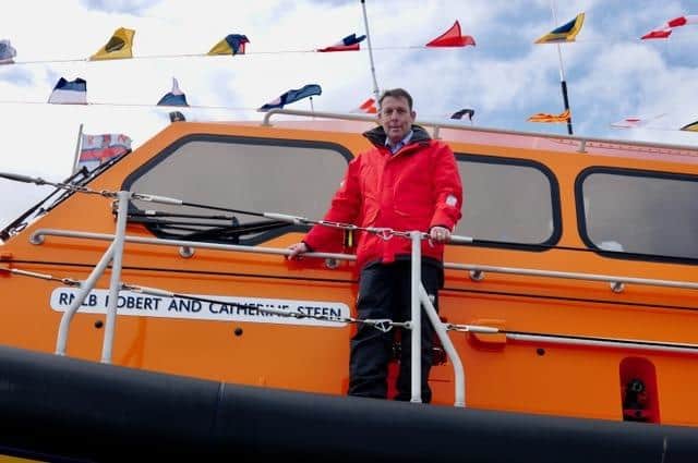 Anstruther RNLI coxswain Michael Bruce helped bring the new Shannon ALB home.  (Pic: Roger Grundy)