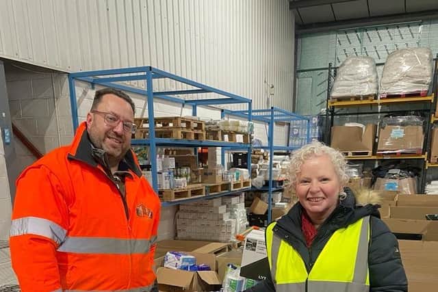 Claire Baker MSP meets Big Hoose Project warehouse manager Scott McGill (Pic: Submitted)