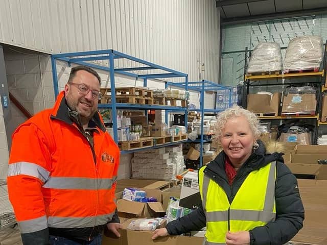 Claire Baker MSP meets Big Hoose Project warehouse manager Scott McGill (Pic: Submitted)
