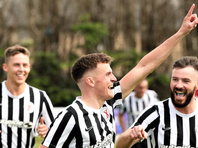 Lewis Sawers was celebrating another goal for St Andrews United in win over Whitehill Welfare (Library pic by John Stevenson)