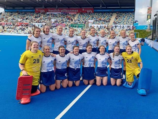 Eve Pearson (front row, second from right) with Scotland in Germany