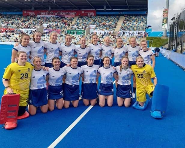 Eve Pearson (front row, second from right) with Scotland in Germany