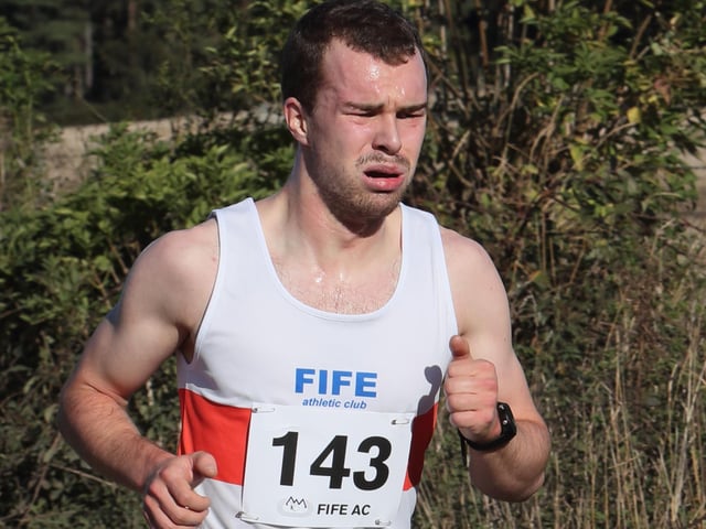 Fife Athletic Club’s Ben Sandilands was runner-up in their 2026 Giffordtown 5K near Ladybank on Sunday in 14:57 (Photo: Pete Bracegirdle)