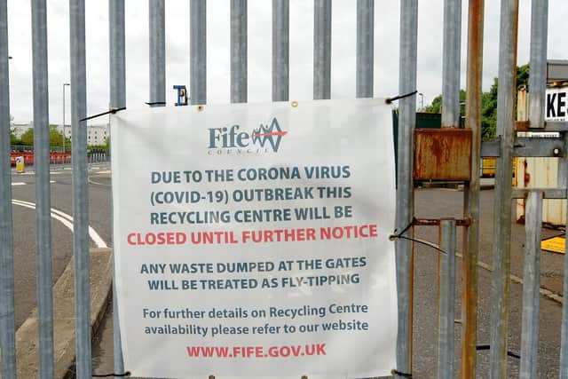 The recycling centres closed to the public due to the Covid-19 pandemic in March.  Pic: Fife Photo Agency