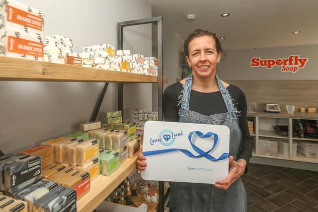 One of the businesses which has signed up to receive the Fife Gift Card as payment is Superfly Soap. Pictured is  owner Lisa McWatt.