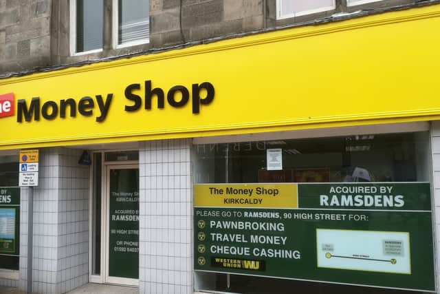 The former Money Shop, High Street, Kirkcaldy, closed in 2019