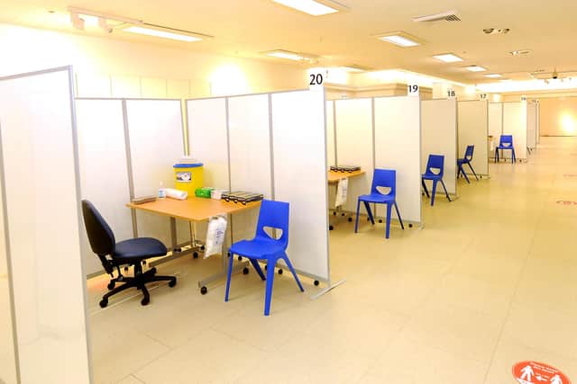 Vaccination booths at the Kirkcaldy centre (Pic: Fife Photo Agency)