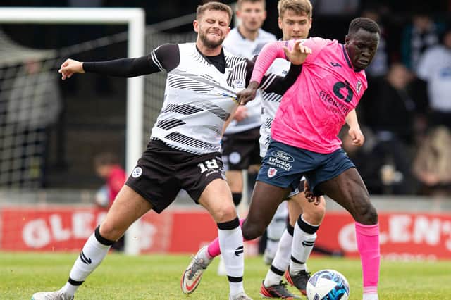 Ayr United's Reece McAlear and Raith Rovers' William Akio vying for possession at Somerset Park on Saturday (Photo by Craig Brown/SNS Group)