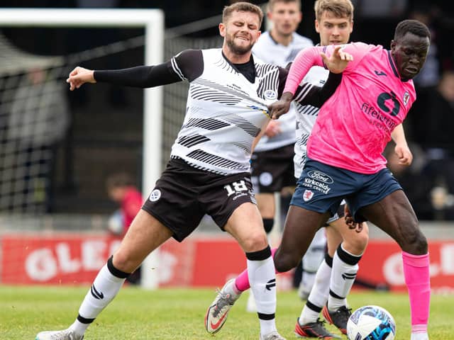 Ayr United's Reece McAlear and Raith Rovers' William Akio vying for possession at Somerset Park on Saturday (Photo by Craig Brown/SNS Group)