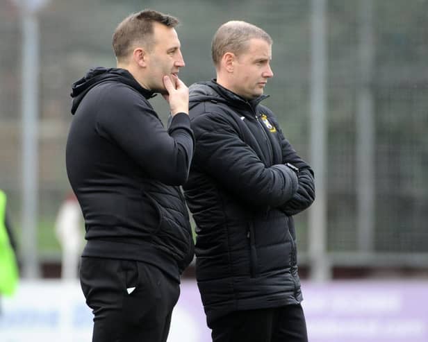 East Fife management duo Greig McDonald and Paul Thomson on the touchline (Photo: Alan Murray)