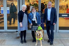From left: Mutch, Claire Smith, David Torrance, and Bella the guide dog