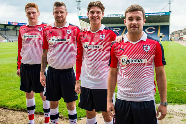 Raith Rovers stalwart Lewis Vaughan, far right, with, from left, David Bates, Iain Davidson and Ross Callaghan in June 2016 (Pic: SNS Group/Ross Parker)