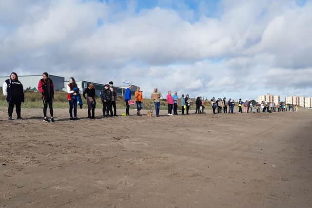 Around 50 Fifers headed along to Seafield Beach in Kirkcaldy to form a human line in the sand.
