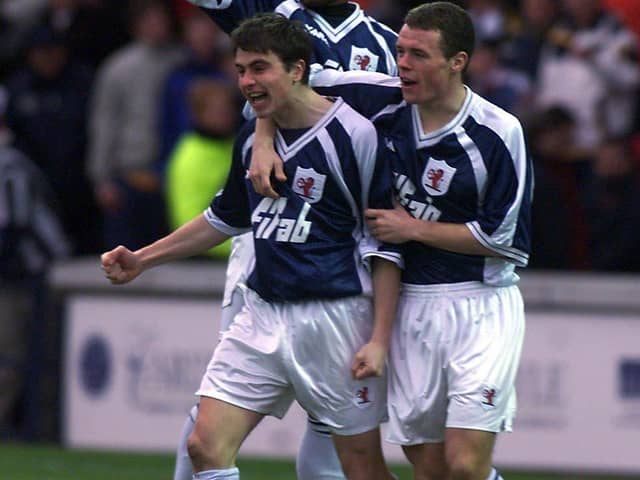 Craig Dargo (left) celebrates scoring for Raith Rovers (Pic Alan Harvey/SNS)