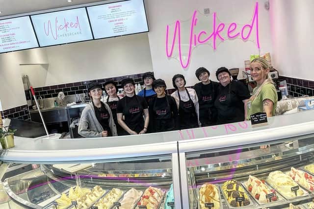 Sam Thirlwall and the staff inside Wicked Cheesecake's new premises in Kirkcaldy.